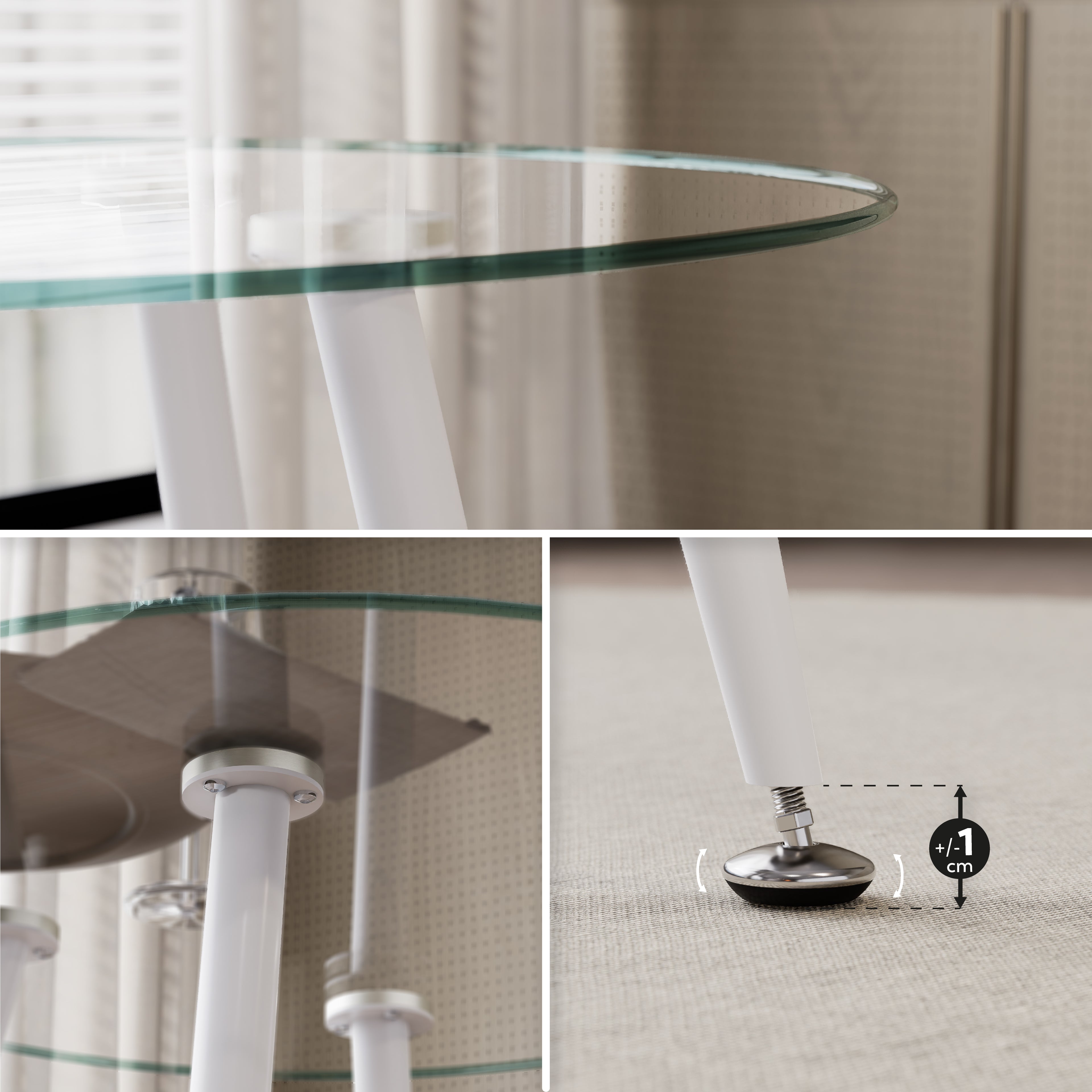 CORIN - Mesa de jantar com tampo de vidro