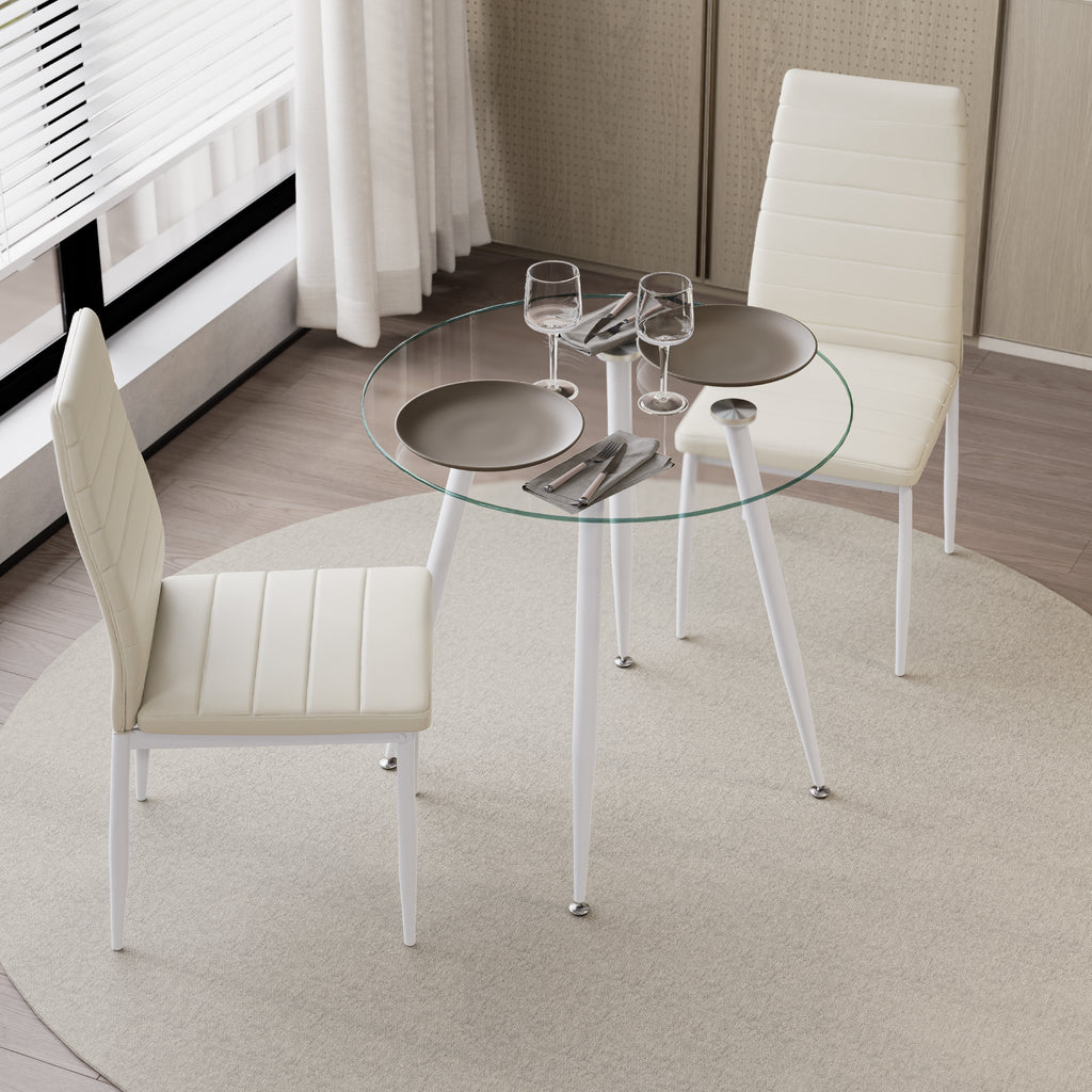 CORIN - Mesa de jantar com tampo de vidro