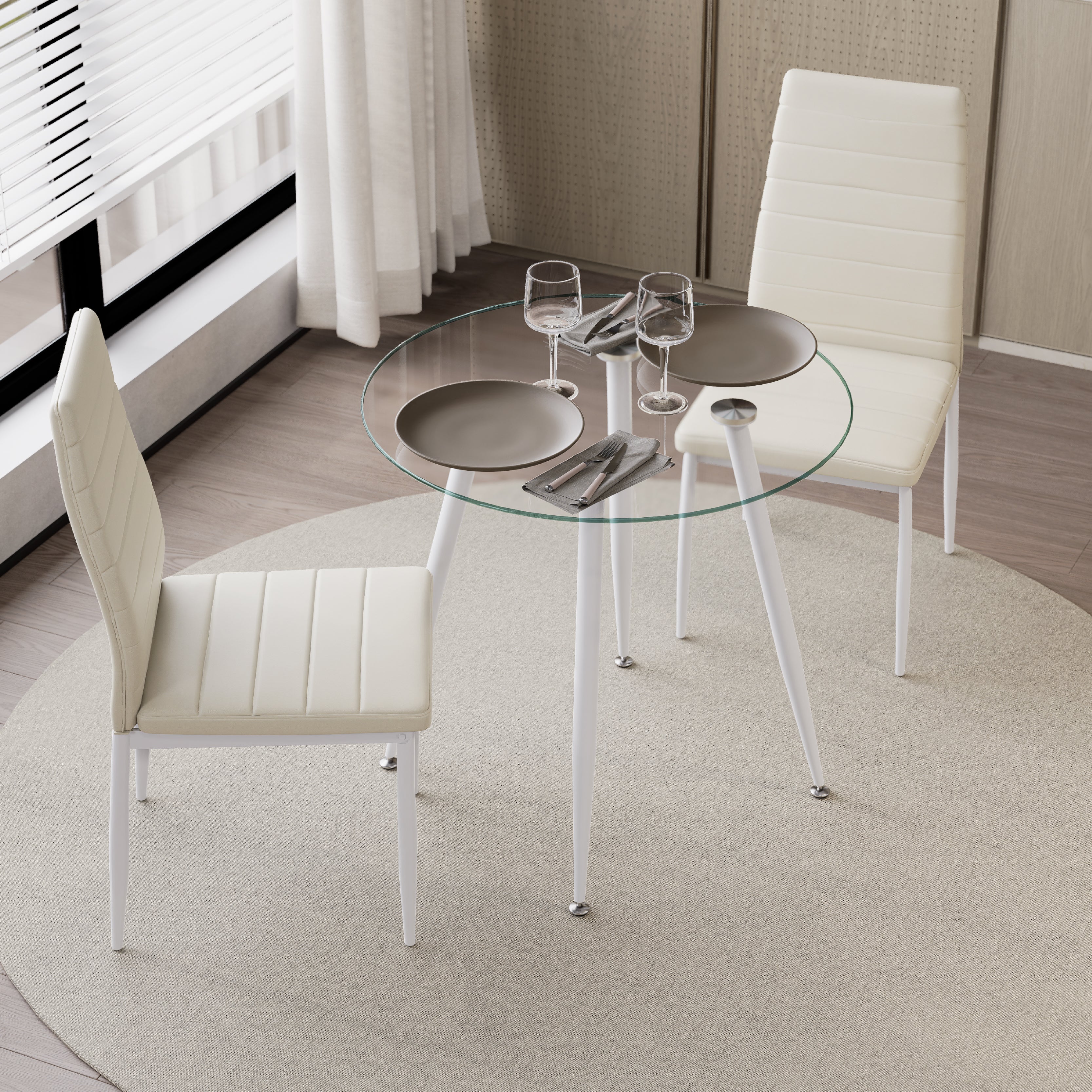 CORIN - Mesa de jantar com tampo de vidro