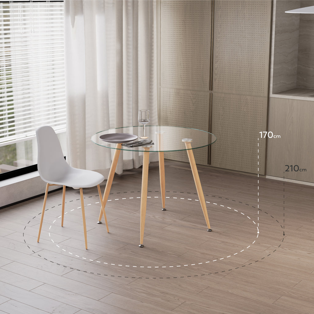 CORIN - Mesa de jantar com tampo de vidro