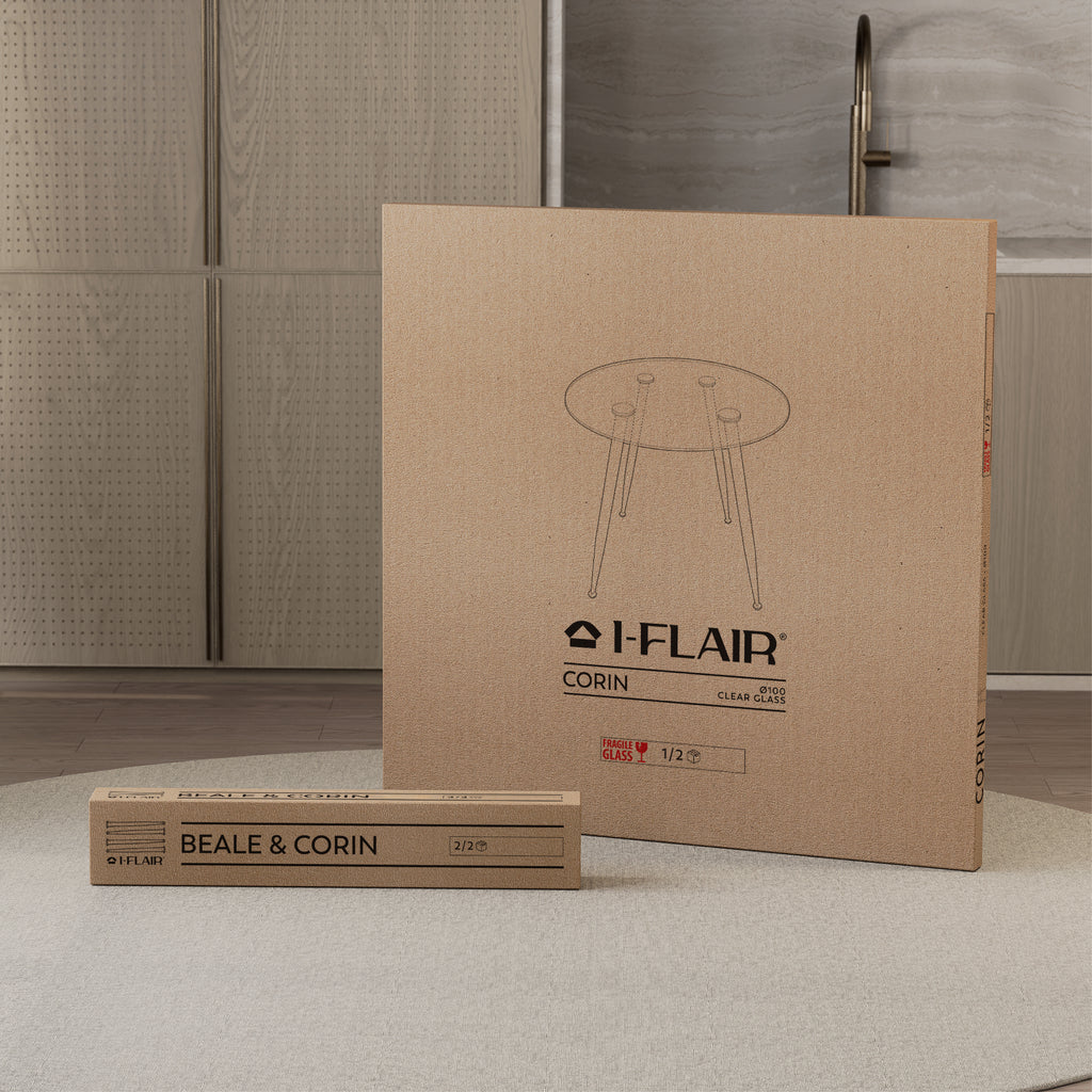 CORIN - Mesa de jantar com tampo de vidro