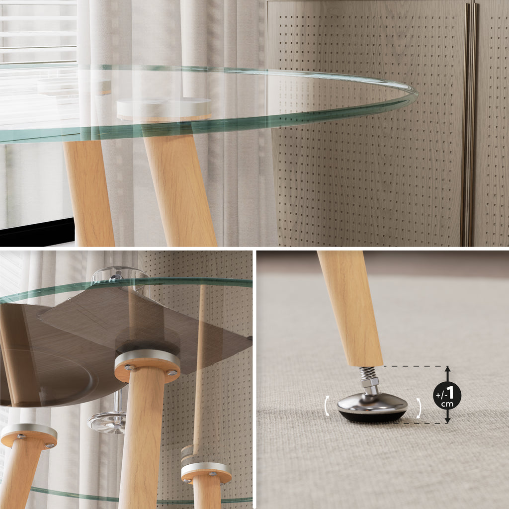 CORIN - Mesa de jantar com tampo de vidro