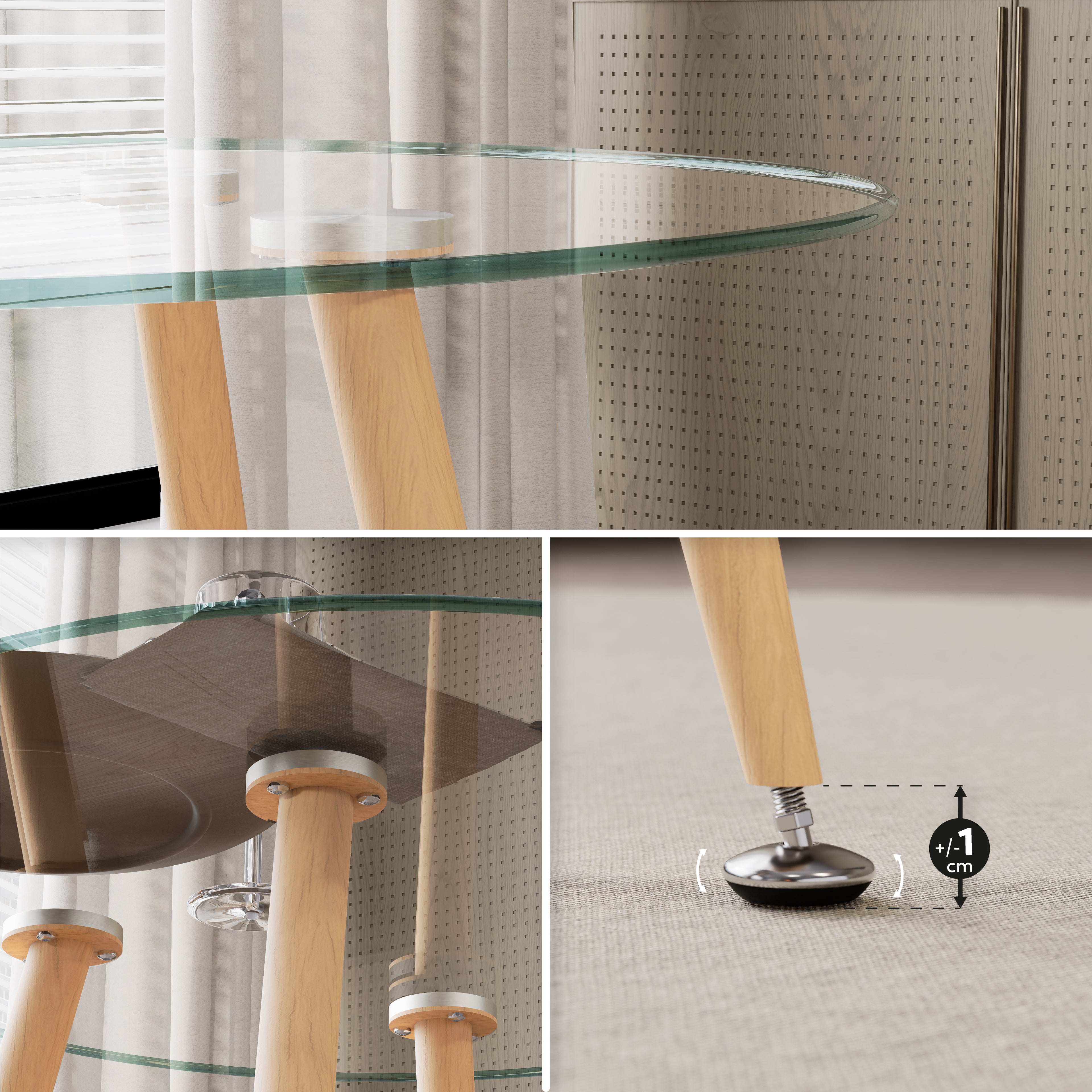 CORIN - Mesa de jantar com tampo de vidro