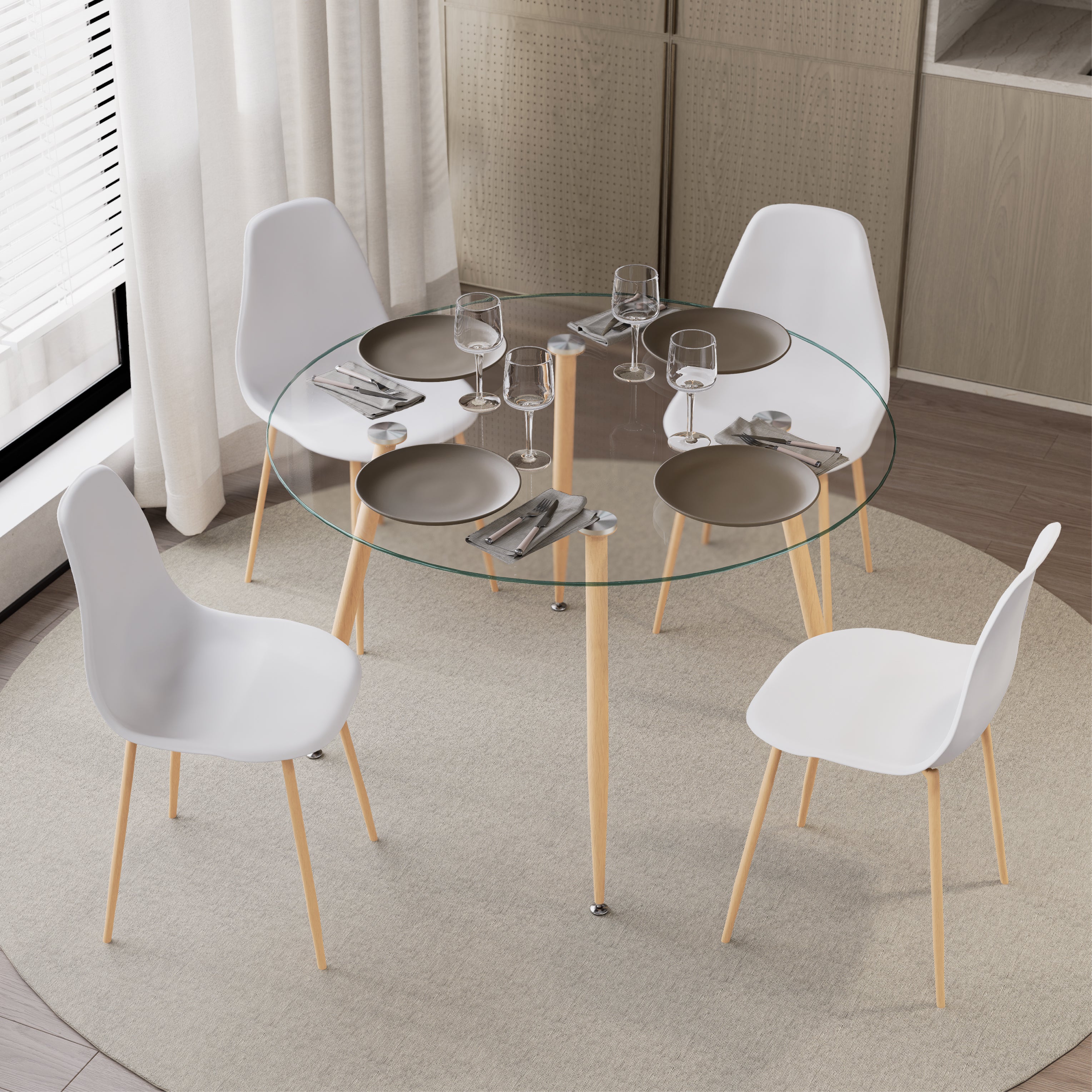 CORIN - Mesa de jantar com tampo de vidro