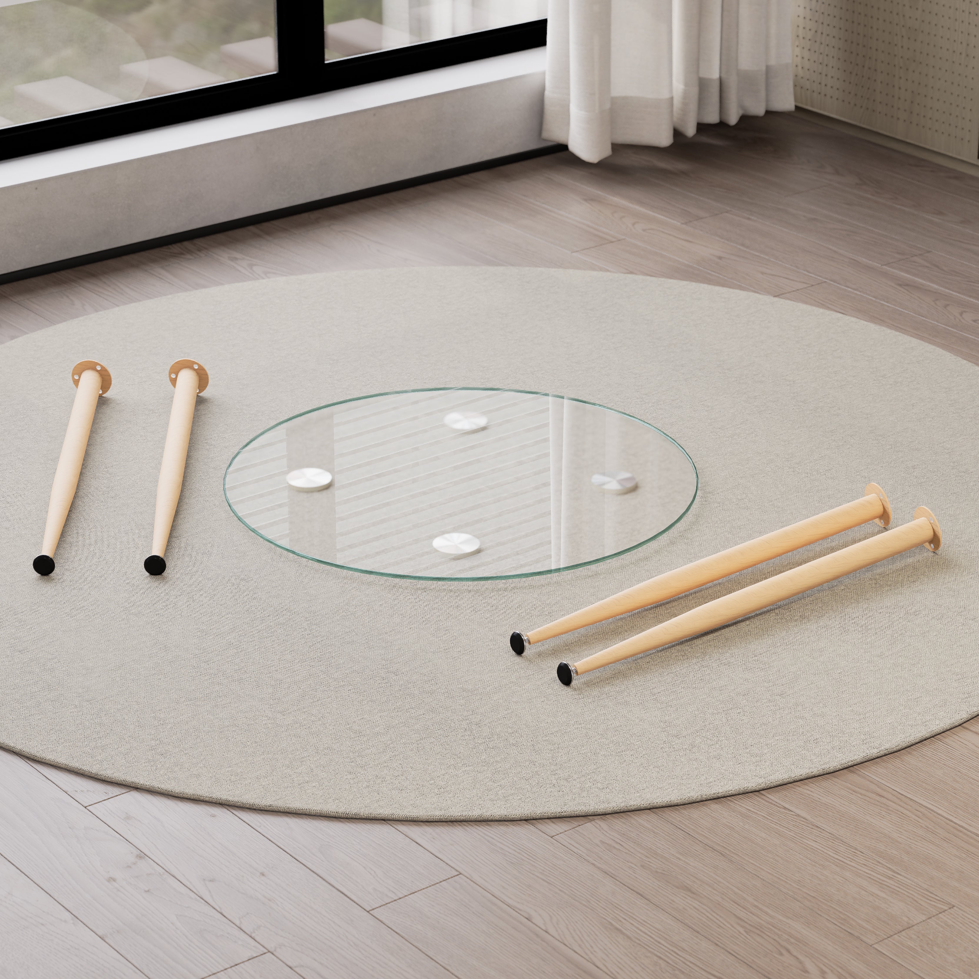 CORIN - Mesa de jantar com tampo de vidro