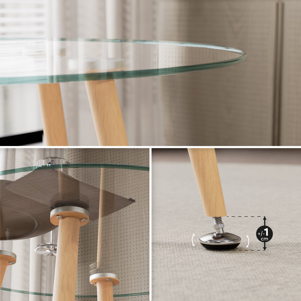 CORIN - Mesa de jantar com tampo de vidro