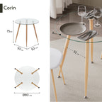 CORIN - Mesa de jantar com tampo de vidro
