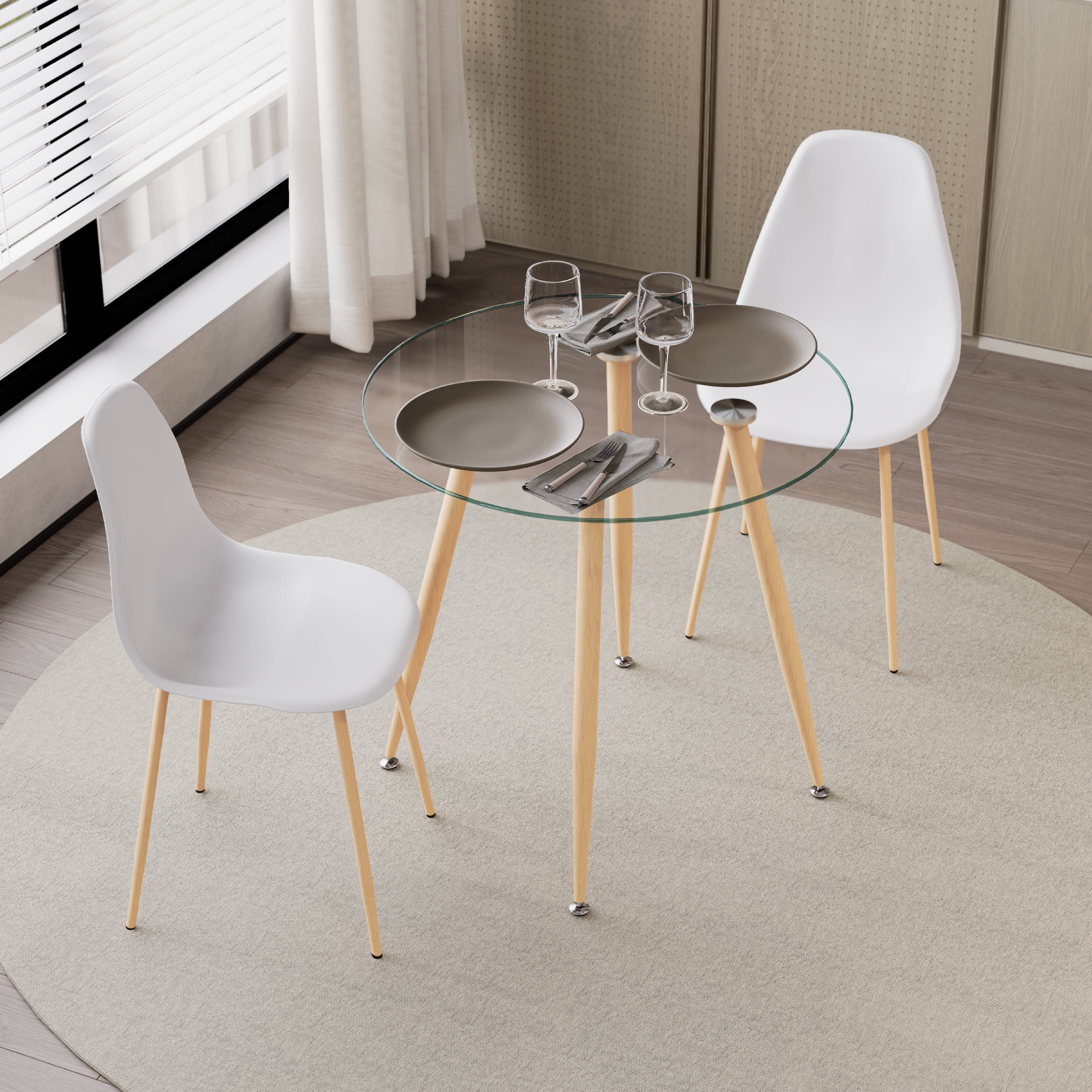 CORIN - Mesa de jantar com tampo de vidro