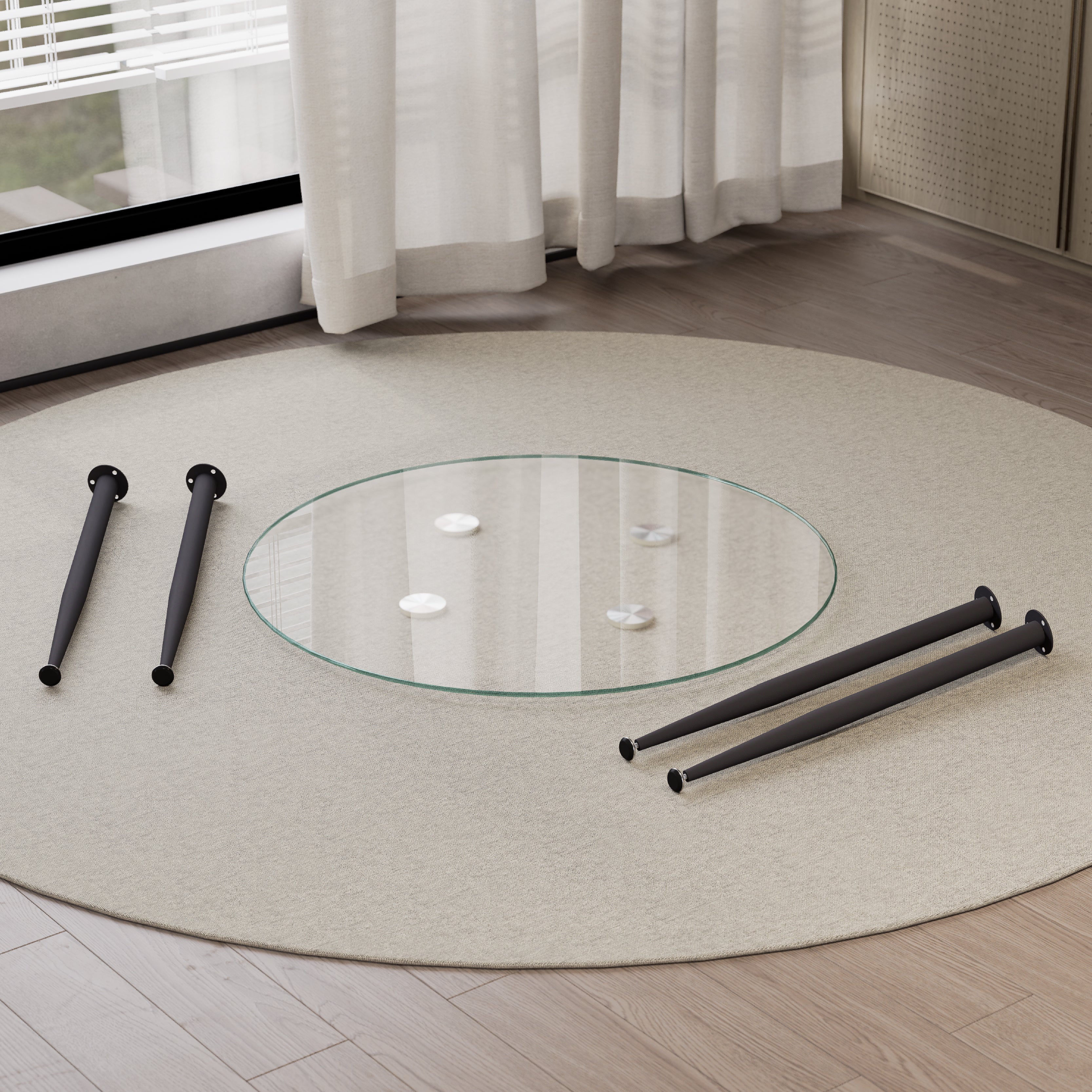 CORIN - Mesa de jantar com tampo de vidro