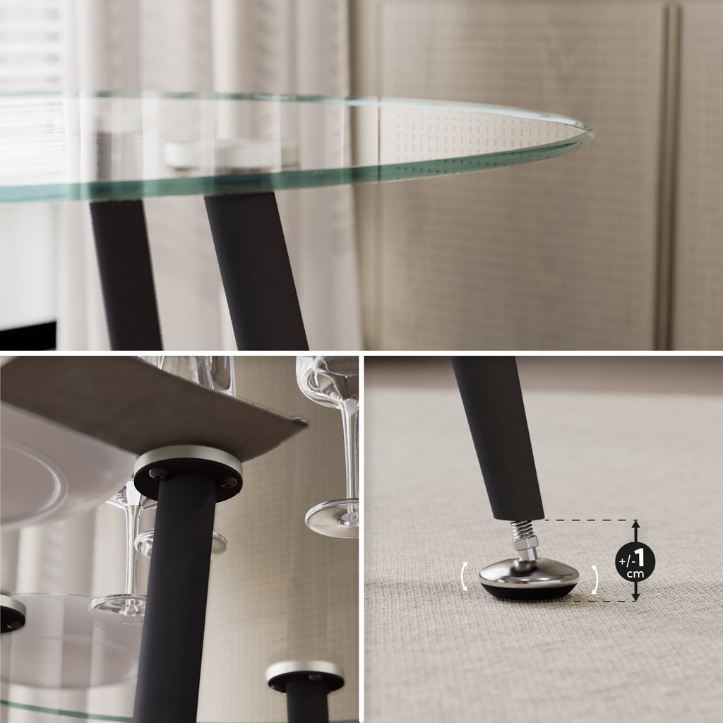 CORIN - Mesa de jantar com tampo de vidro