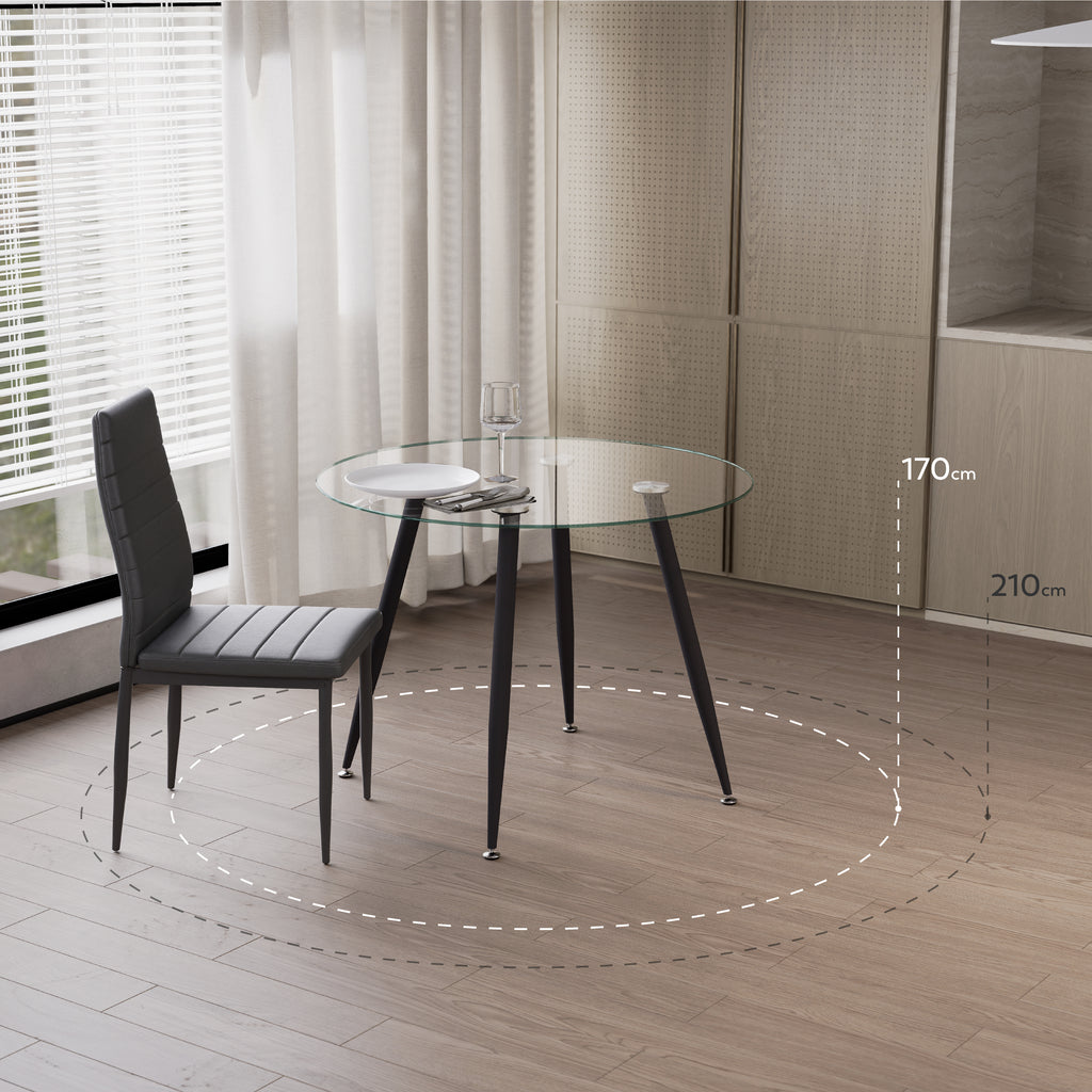 CORIN - Mesa de jantar com tampo de vidro