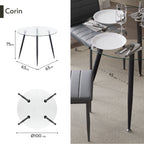 CORIN - Mesa de jantar com tampo de vidro