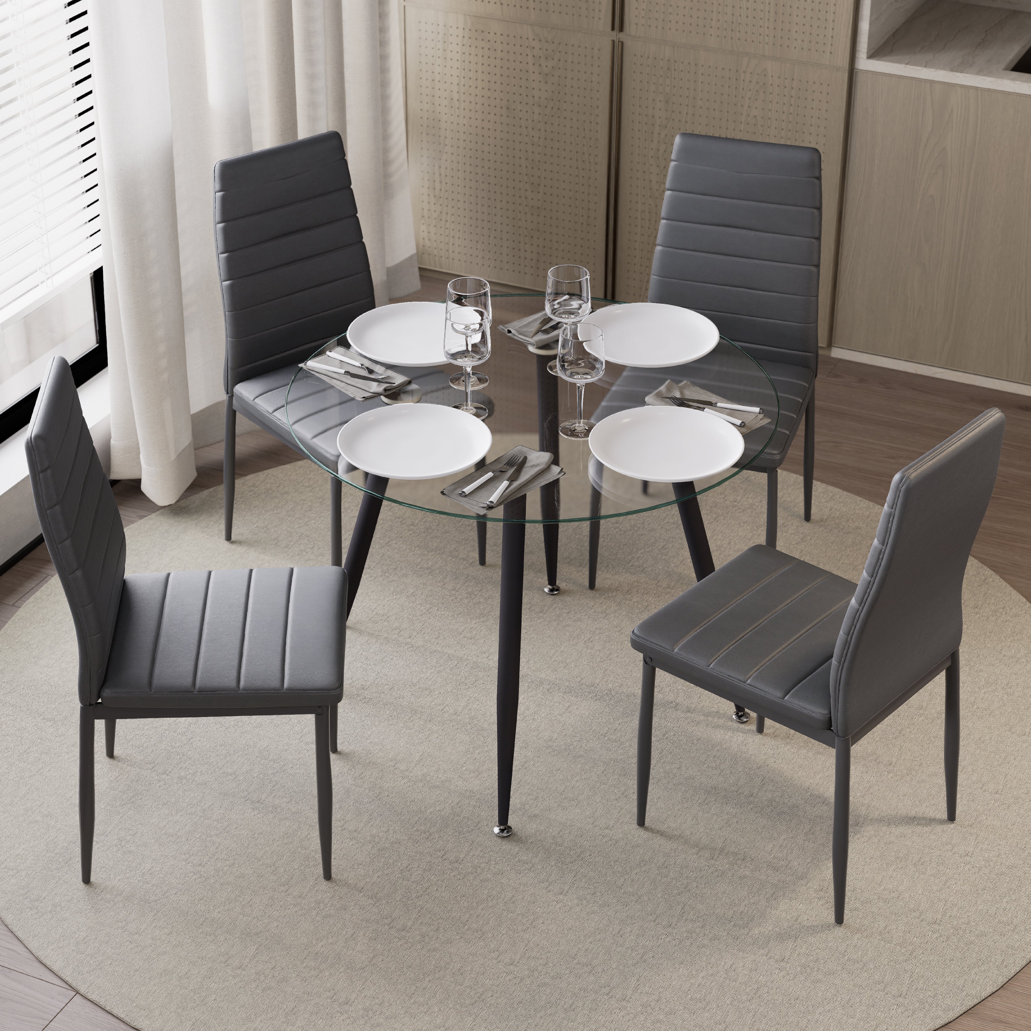 CORIN - Mesa de jantar com tampo de vidro