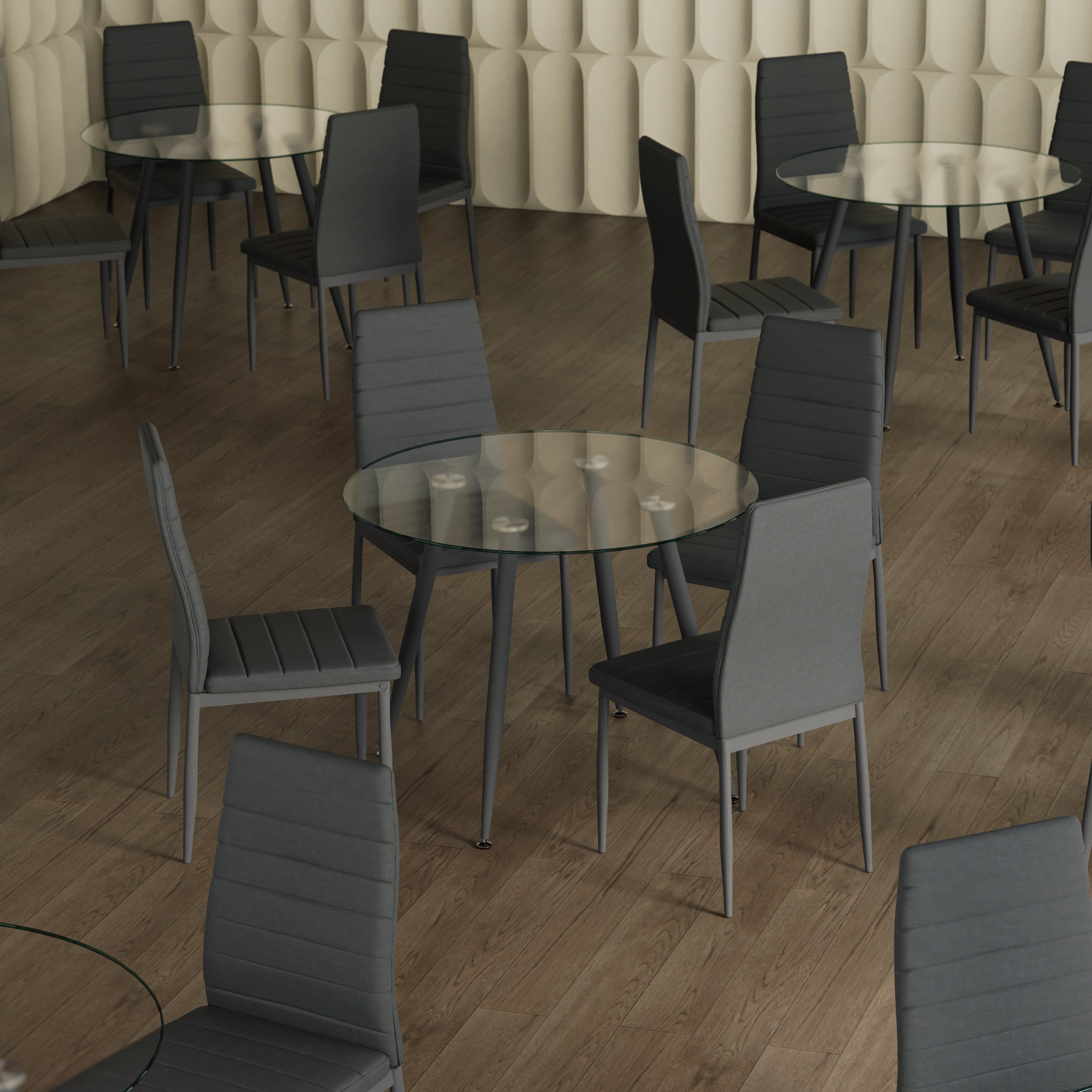 CORIN - Mesa de jantar com tampo de vidro