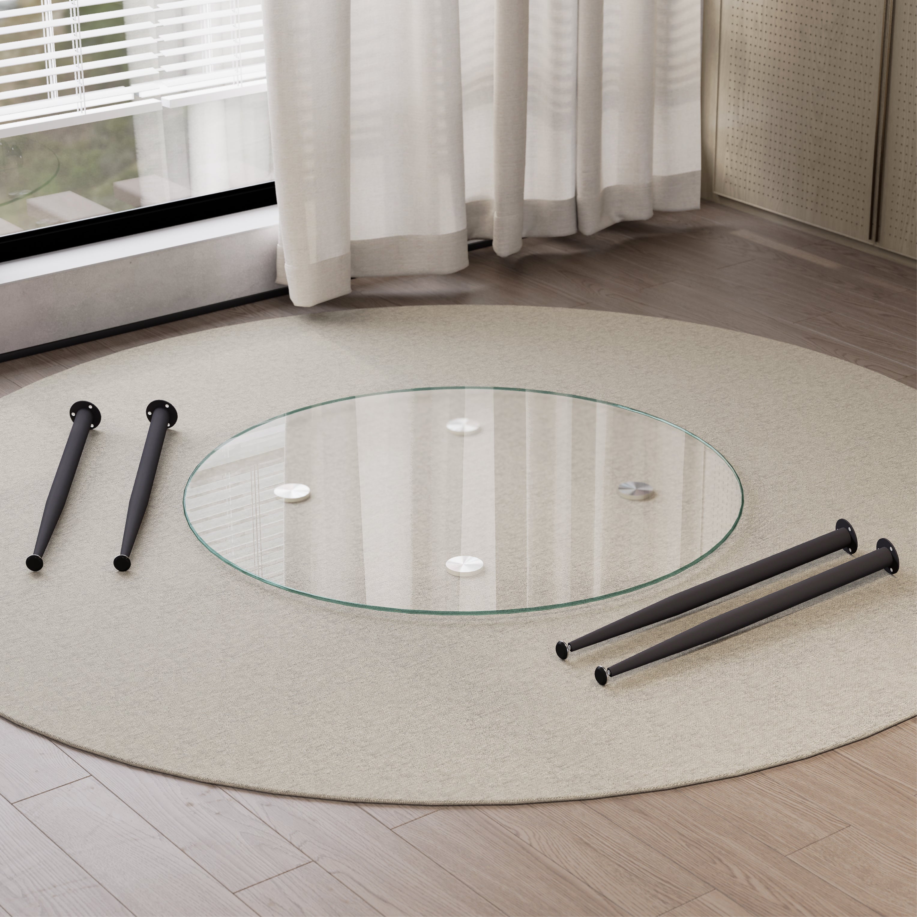 CORIN - Mesa de jantar com tampo de vidro