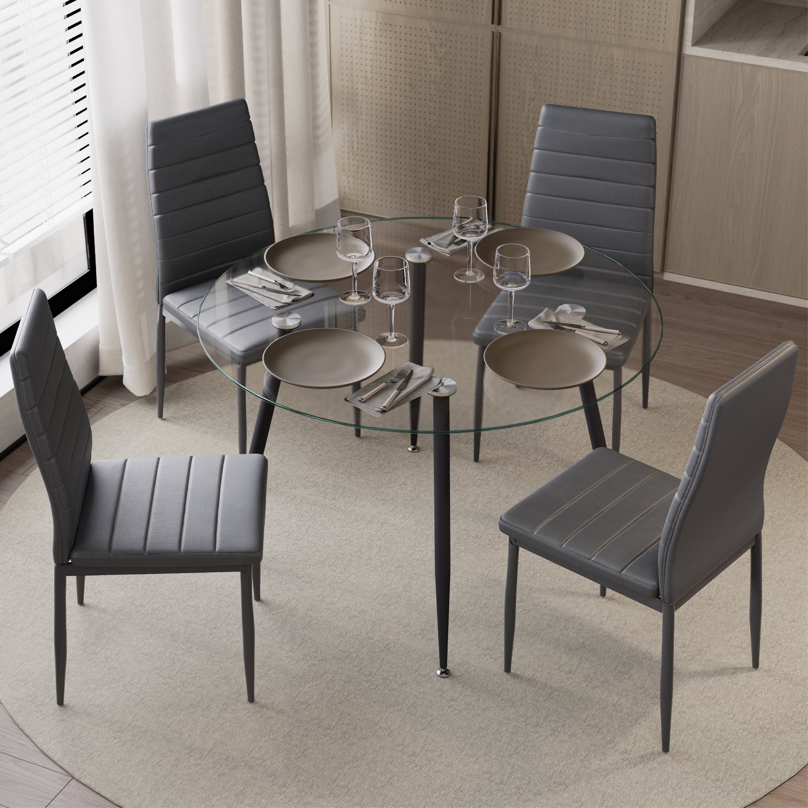 CORIN - Mesa de jantar com tampo de vidro