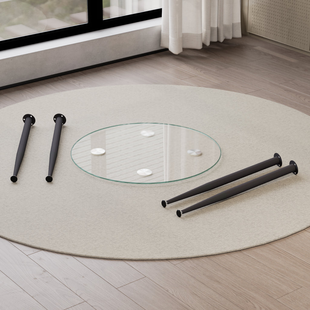 CORIN - Mesa de jantar com tampo de vidro