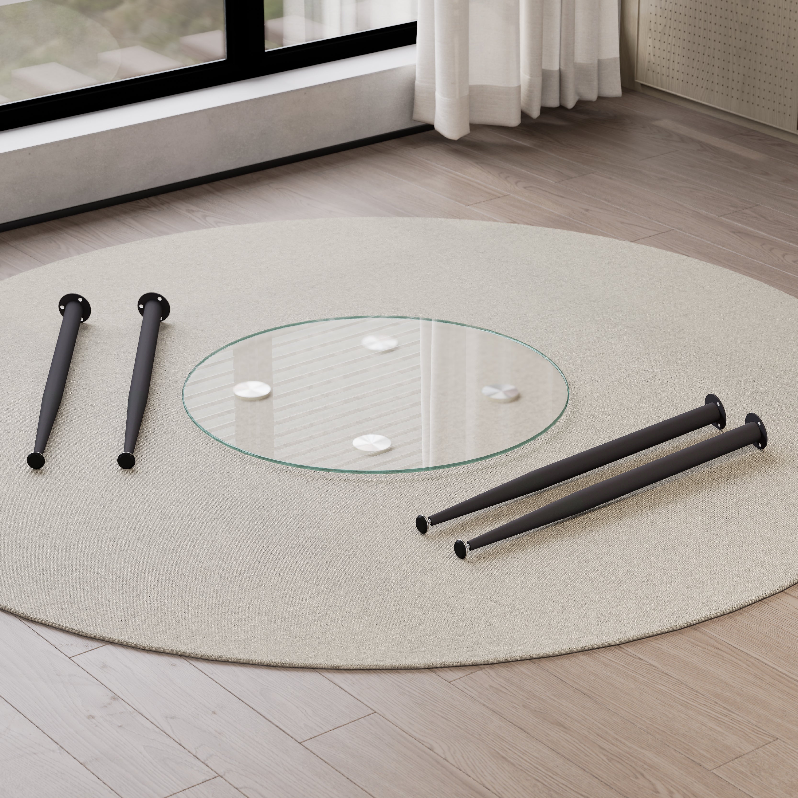 CORIN - Mesa de jantar com tampo de vidro