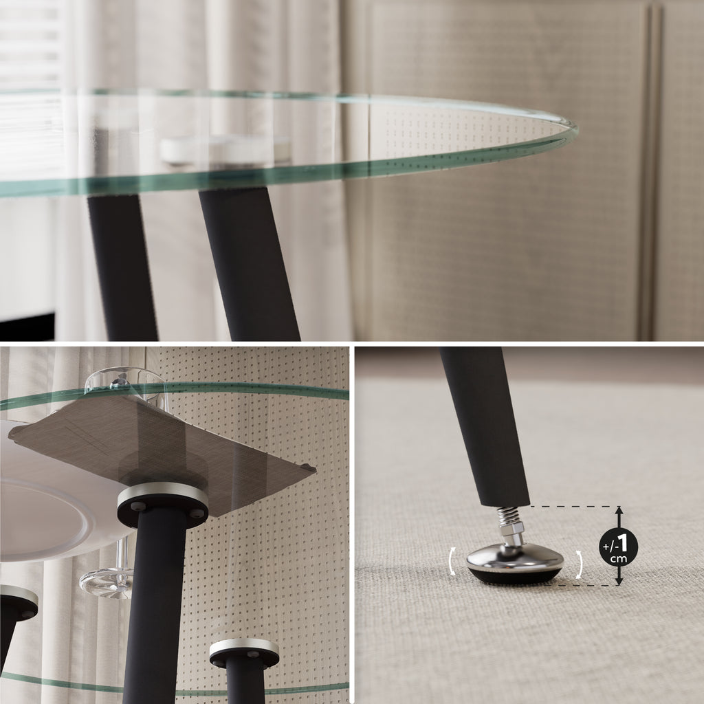 CORIN - Mesa de jantar com tampo de vidro