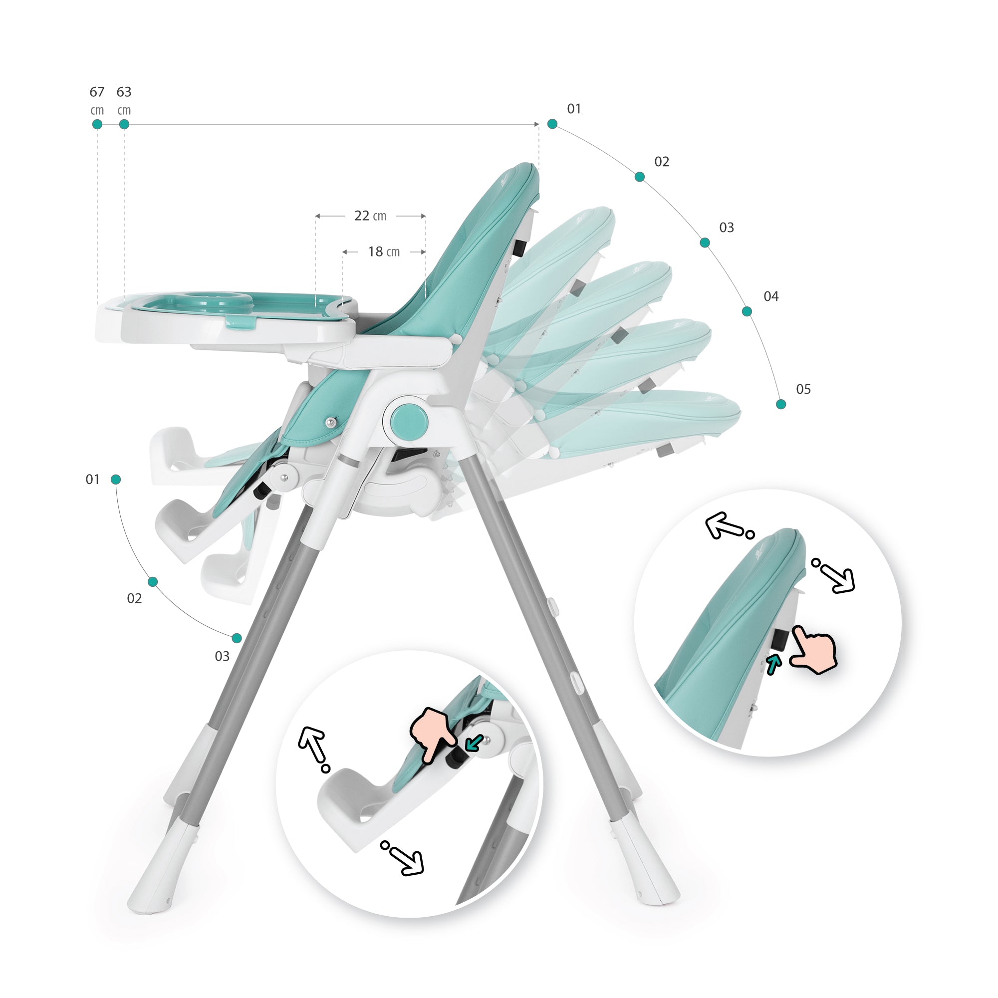 TANELI - Cadeira baixa/alta para bebé