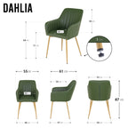 DAHLIA - Conjunto de cadeiras de Refeição em tecido PU ou Veludo