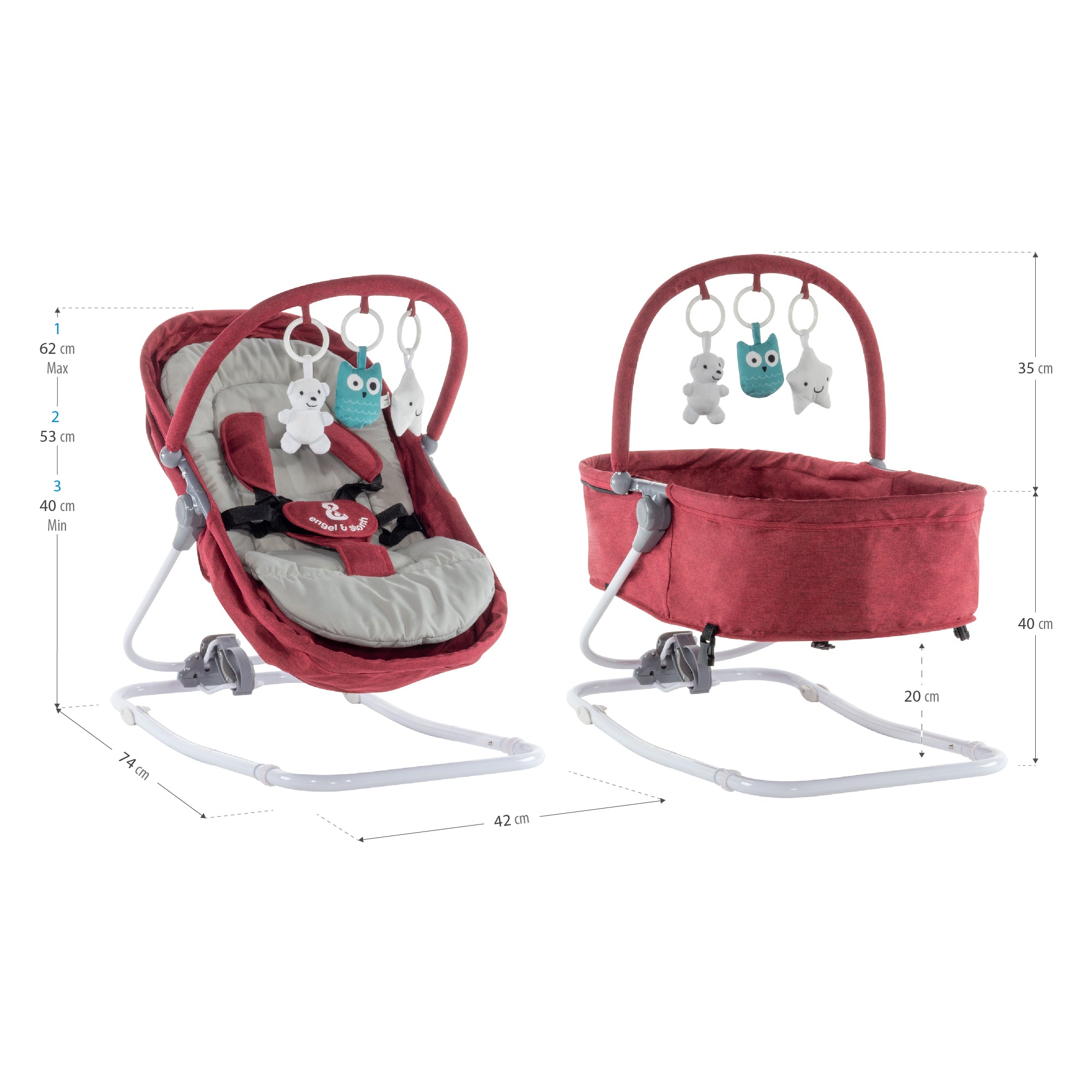 VIGO - Espreguiçadeira & Berço com Cobertura e Arco de Brincar Removivél