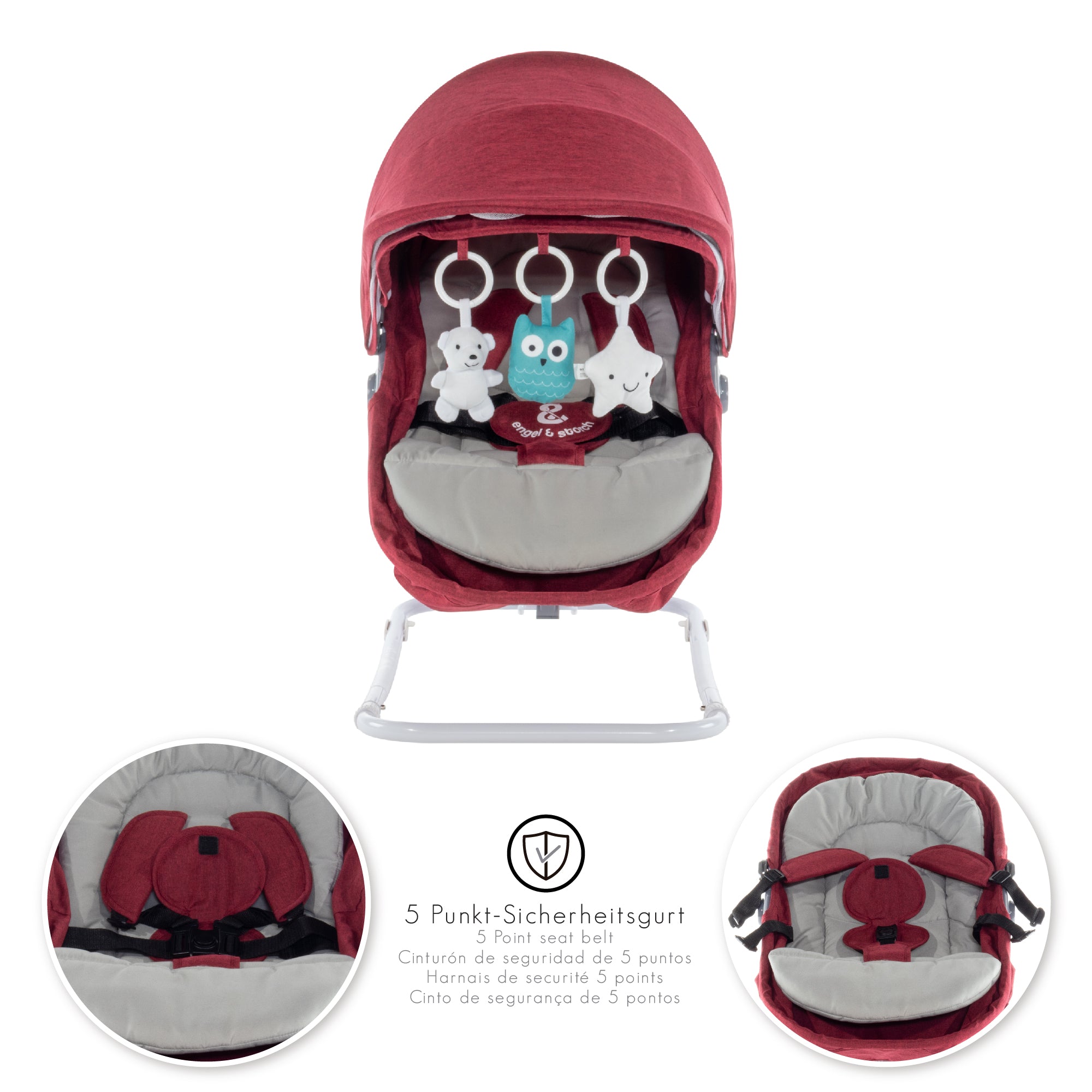 PAVO - Espreguiçadeira e Berço com Rede Mosquiteira, Cobertura e Arco Removível