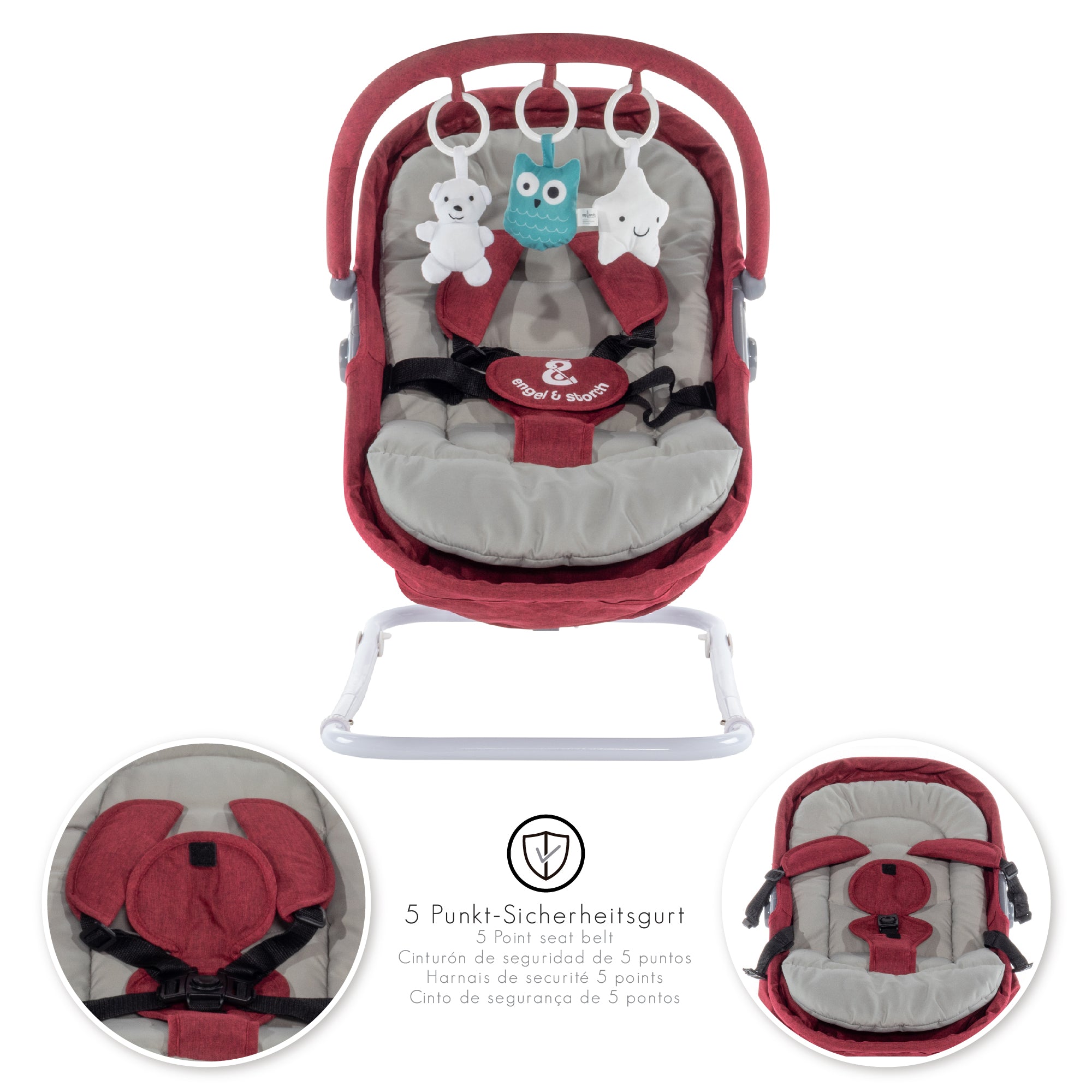 VIGO - Espreguiçadeira & Berço com Cobertura e Arco de Brincar Removivél