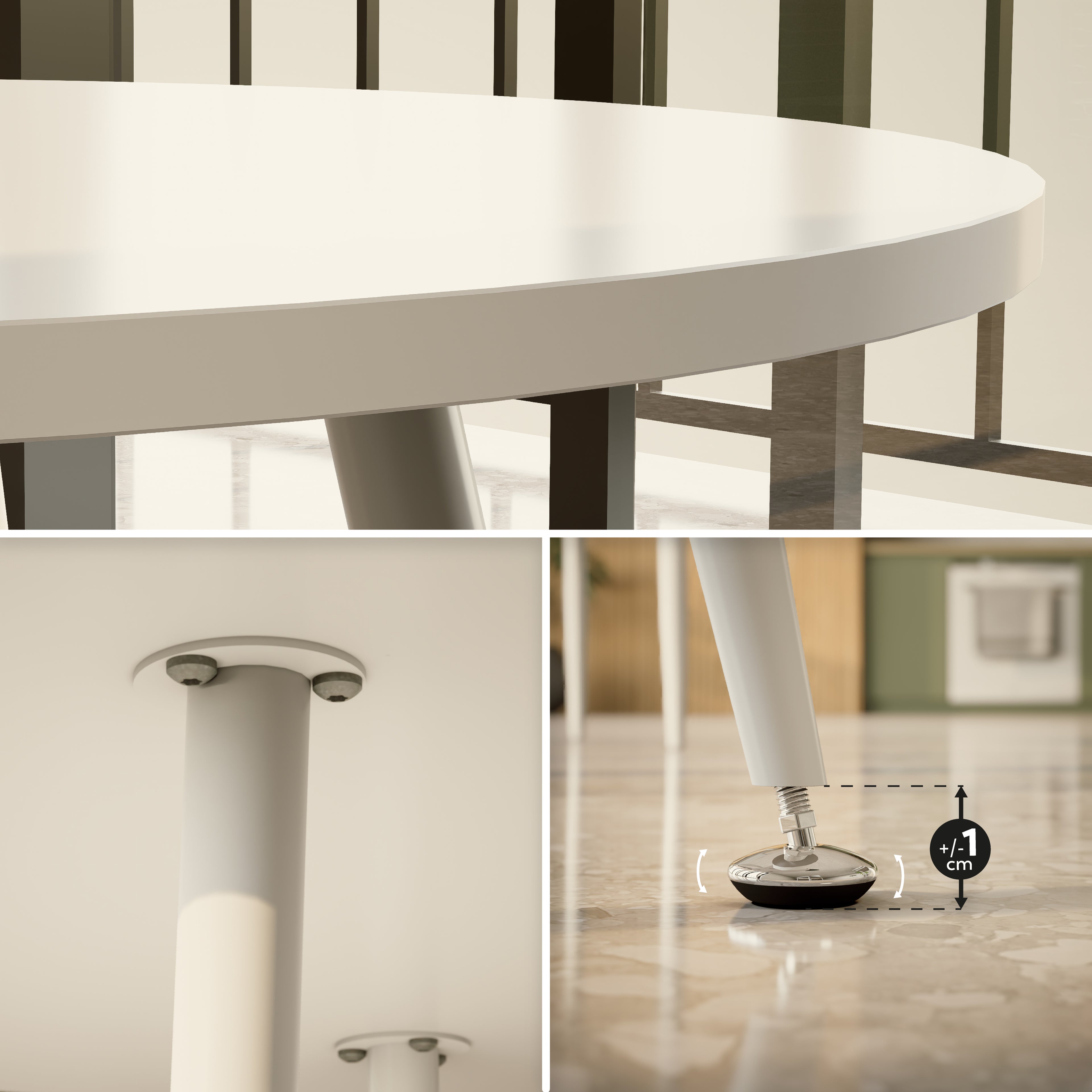 CORIN - Mesa de jantar com tampo de melamina