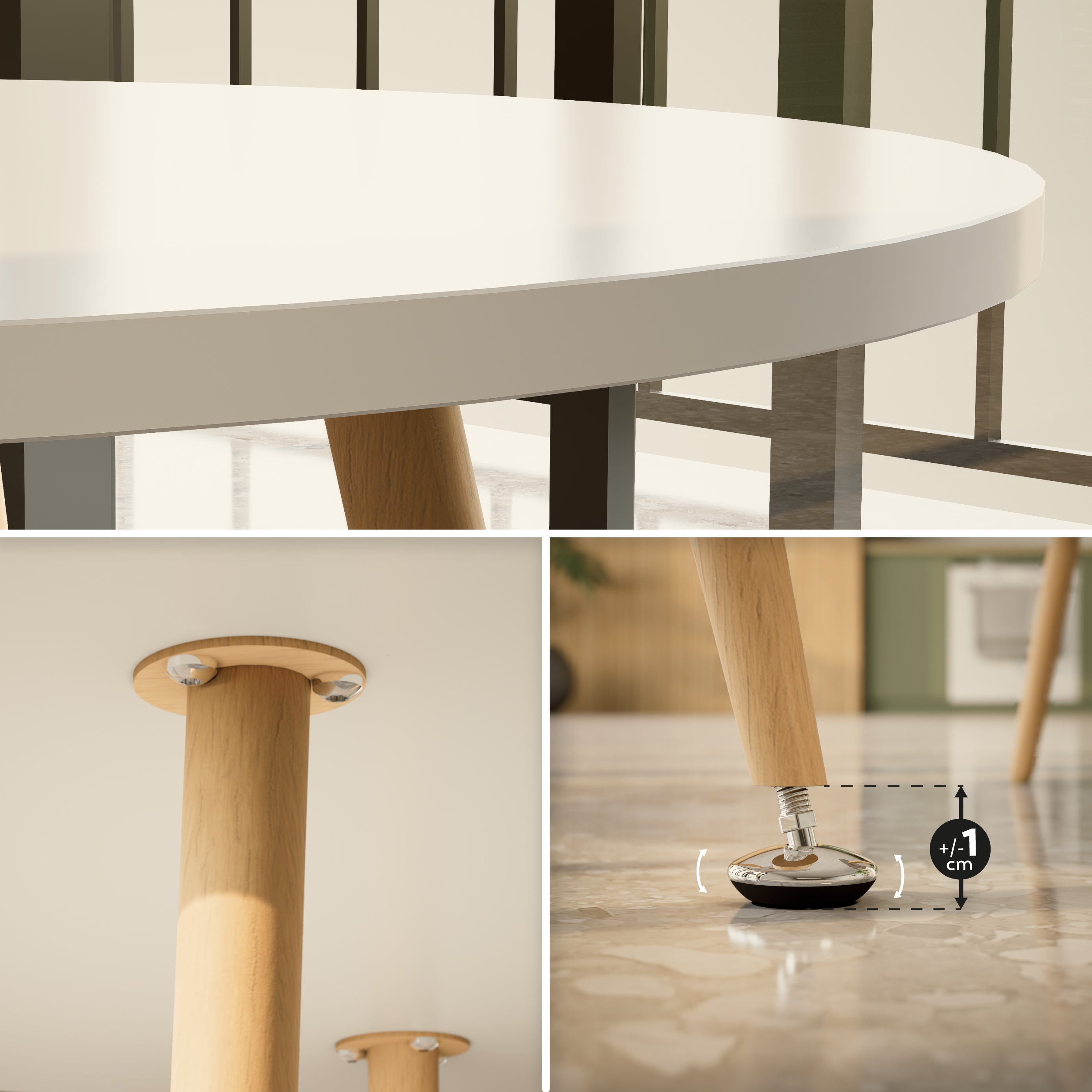 CORIN - Mesa de jantar com tampo de melamina