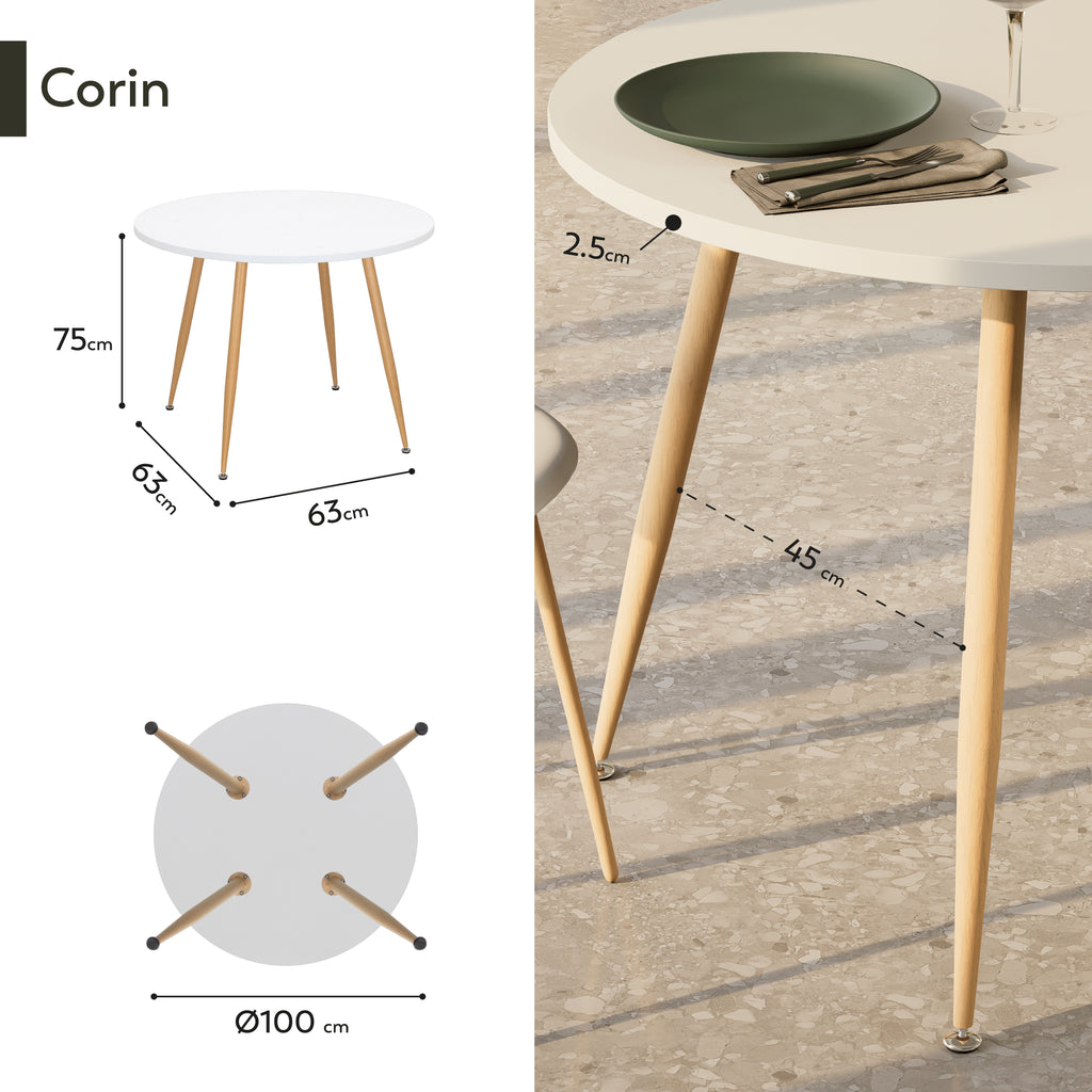 CORIN - Mesa de jantar com tampo de melamina