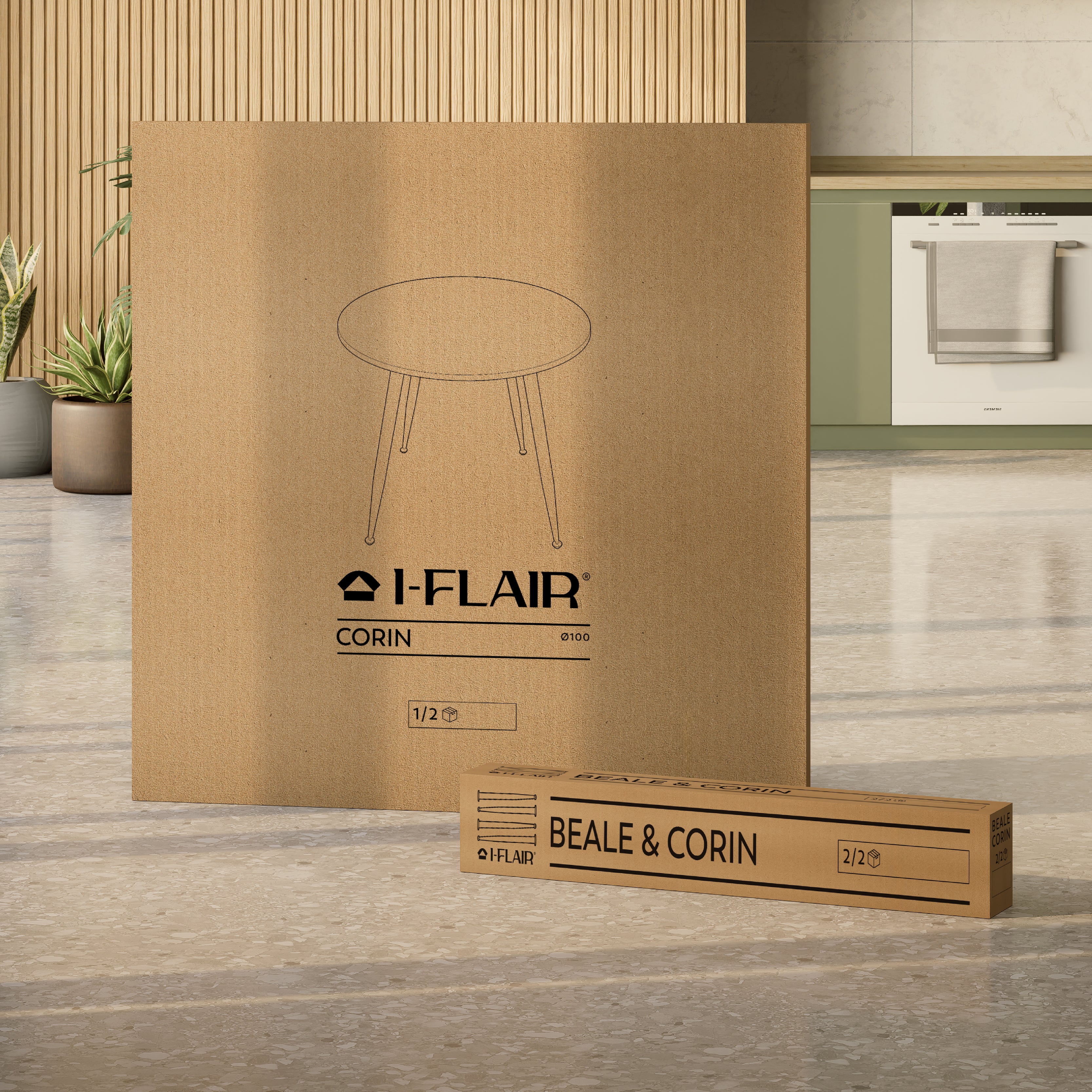 CORIN - Mesa de jantar com tampo de melamina