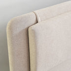 EMILY – Cama estofada com cabeceira acolchoada e estrado de ripas em madeira – Bege ou Cinzento