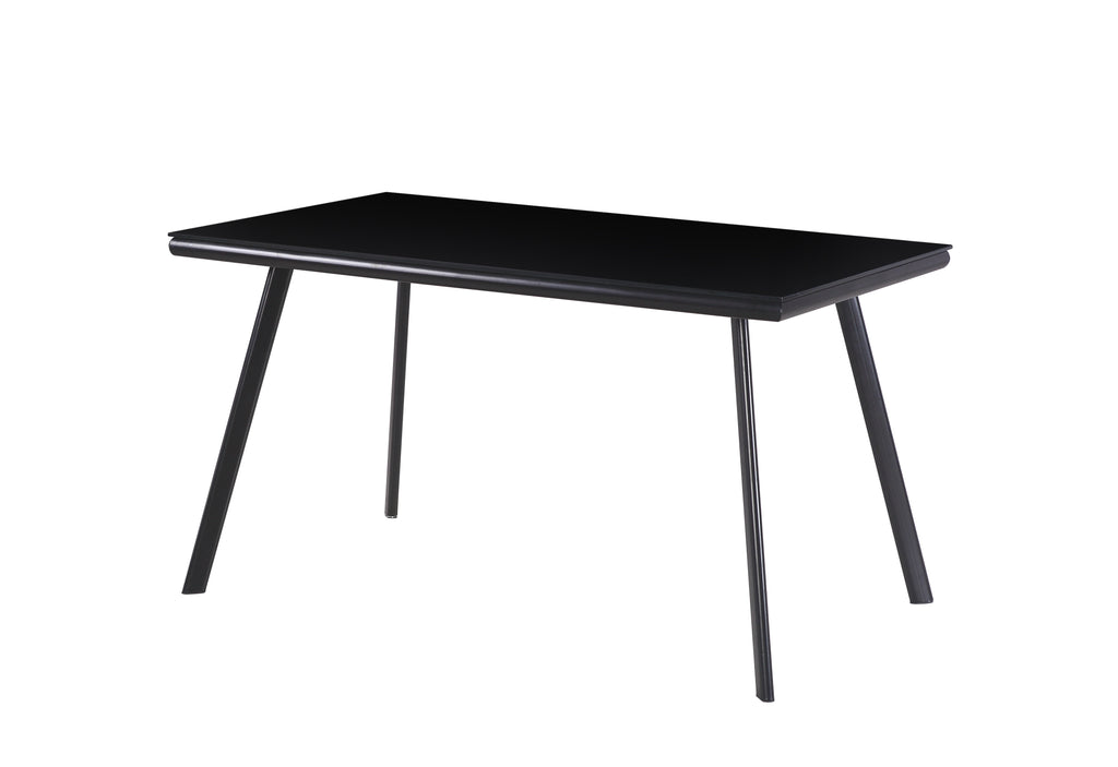 ELEGANCE - Mesa de jantar 140 cm – Tampo em vidro temperado e estrutura metálica, design nórdico, Preto/Branco
