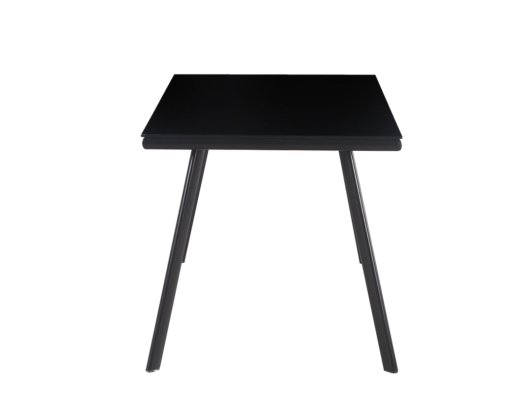 ELEGANCE - Mesa de jantar 140 cm – Tampo em vidro temperado e estrutura metálica, design nórdico, Preto/Branco