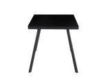 ELEGANCE - Mesa de jantar 140 cm – Tampo em vidro temperado e estrutura metálica, design nórdico, Preto/Branco