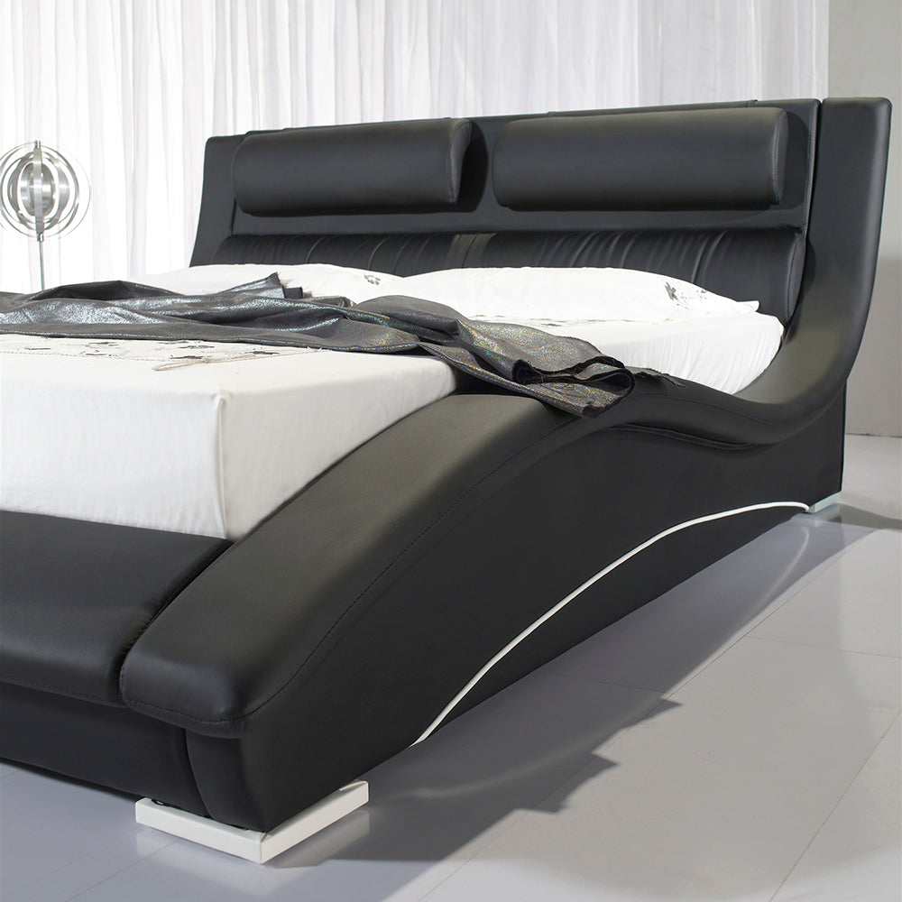 LEANDRO - Cama em Pele Sintética Preto e Branco