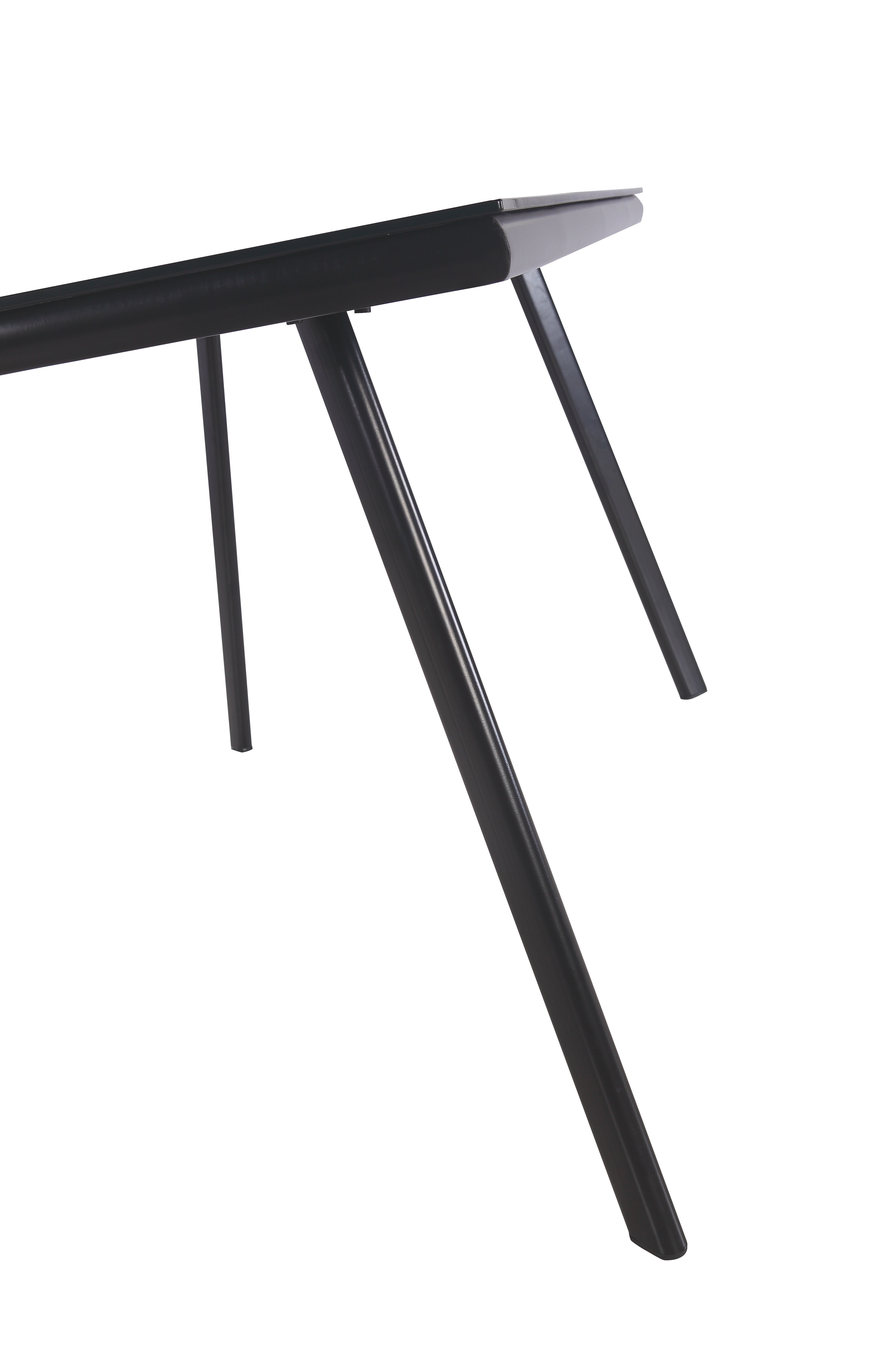 ELEGANCE - Mesa de jantar 140 cm – Tampo em vidro temperado e estrutura metálica, design nórdico, Preto/Branco