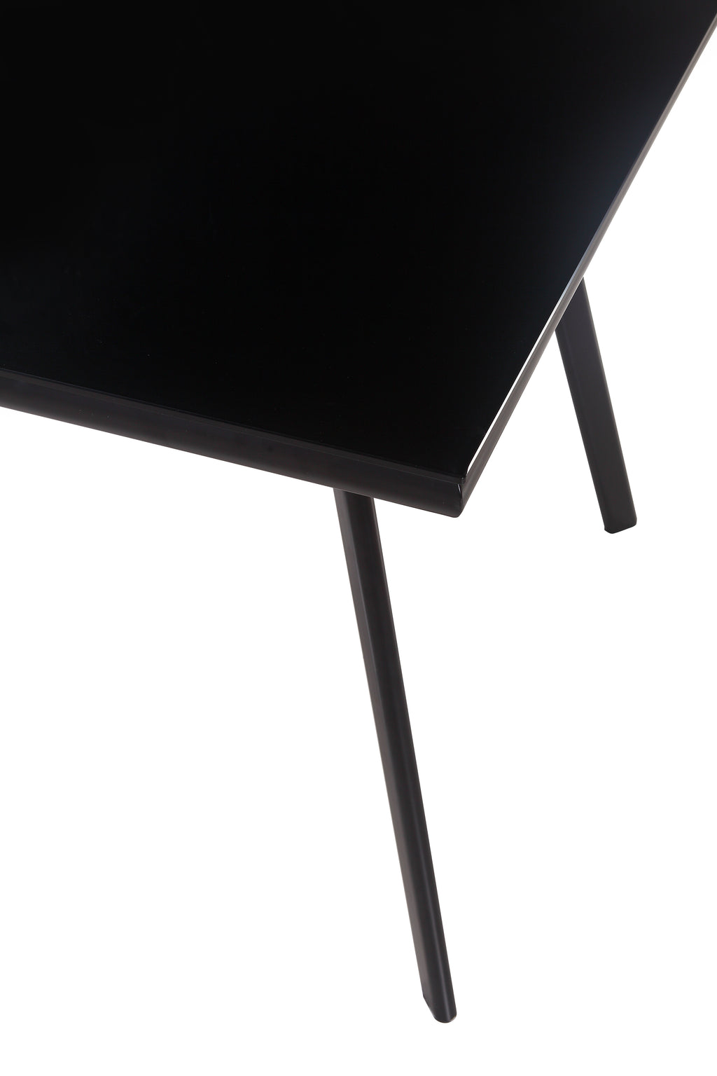 ELEGANCE - Mesa de jantar 140 cm – Tampo em vidro temperado e estrutura metálica, design nórdico, Preto/Branco