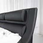 LEANDRO - Cama em Pele Sintética Preto e Branco