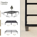 SAPPHO – Cama plataforma metálica com arrumação 31 cm - Preto ou Branco