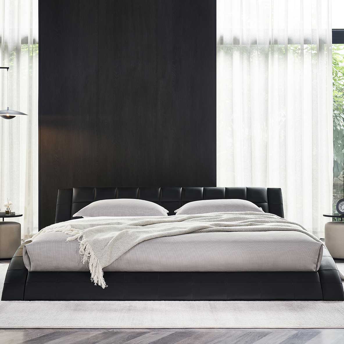 RAUL – Cama estofada com cabeceira capitoné ondulada