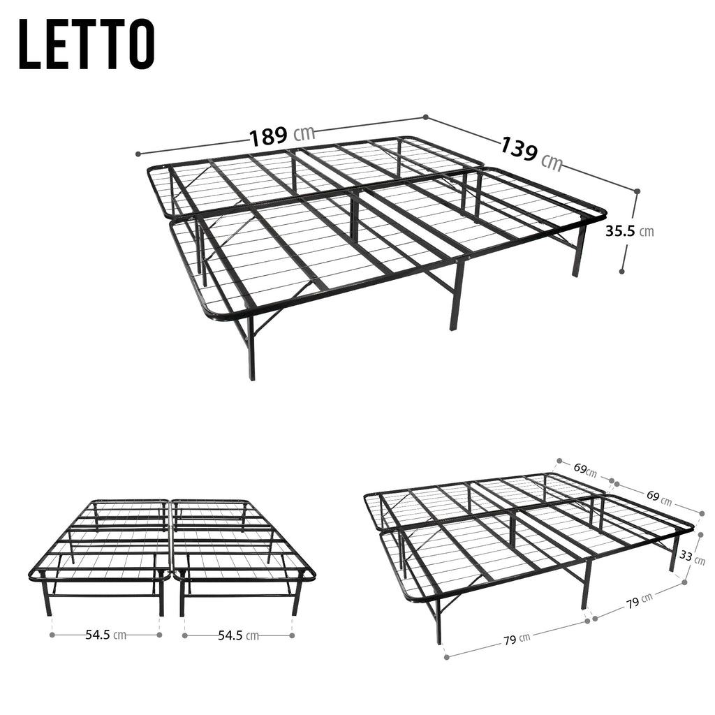 LETTO – Cama dobrável com estrutura metálica, compacta, fácil de montar