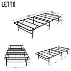 LETTO – Cama dobrável com estrutura metálica, compacta, fácil de montar
