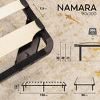 NAMARA – Cama com estrutura metálica e ripas amortecidas, arrumação 25 cm - Preto ou Branco
