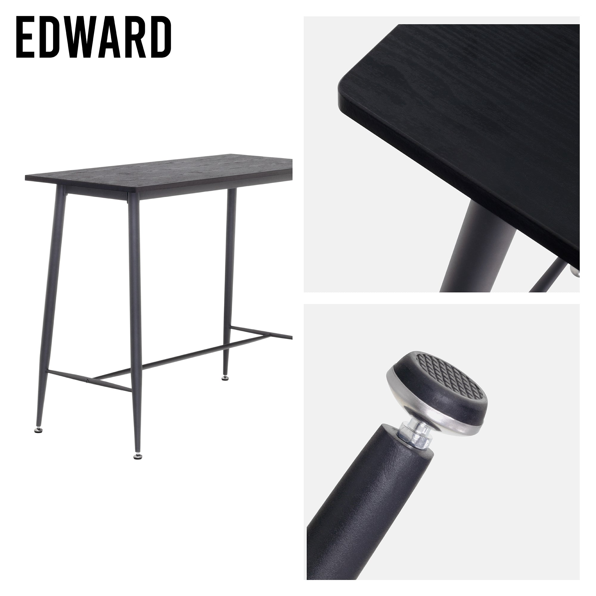 EDWARD - Mesa de bar 110x50x90 cm - estrutura metálica robusta, pés antiderrapantes, montagem fácil