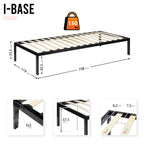 iBase – Cama com estrutura metálica e arrumação 30 cm em preto e branco