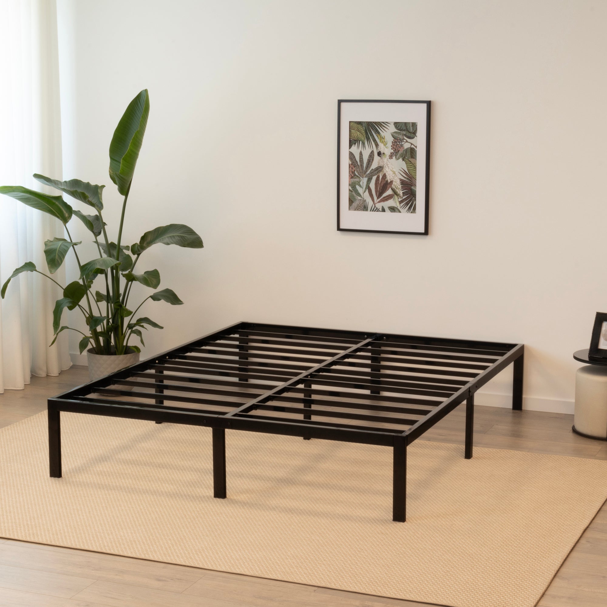 SAPPHO – Cama plataforma metálica com arrumação 31 cm - Preto ou Branco
