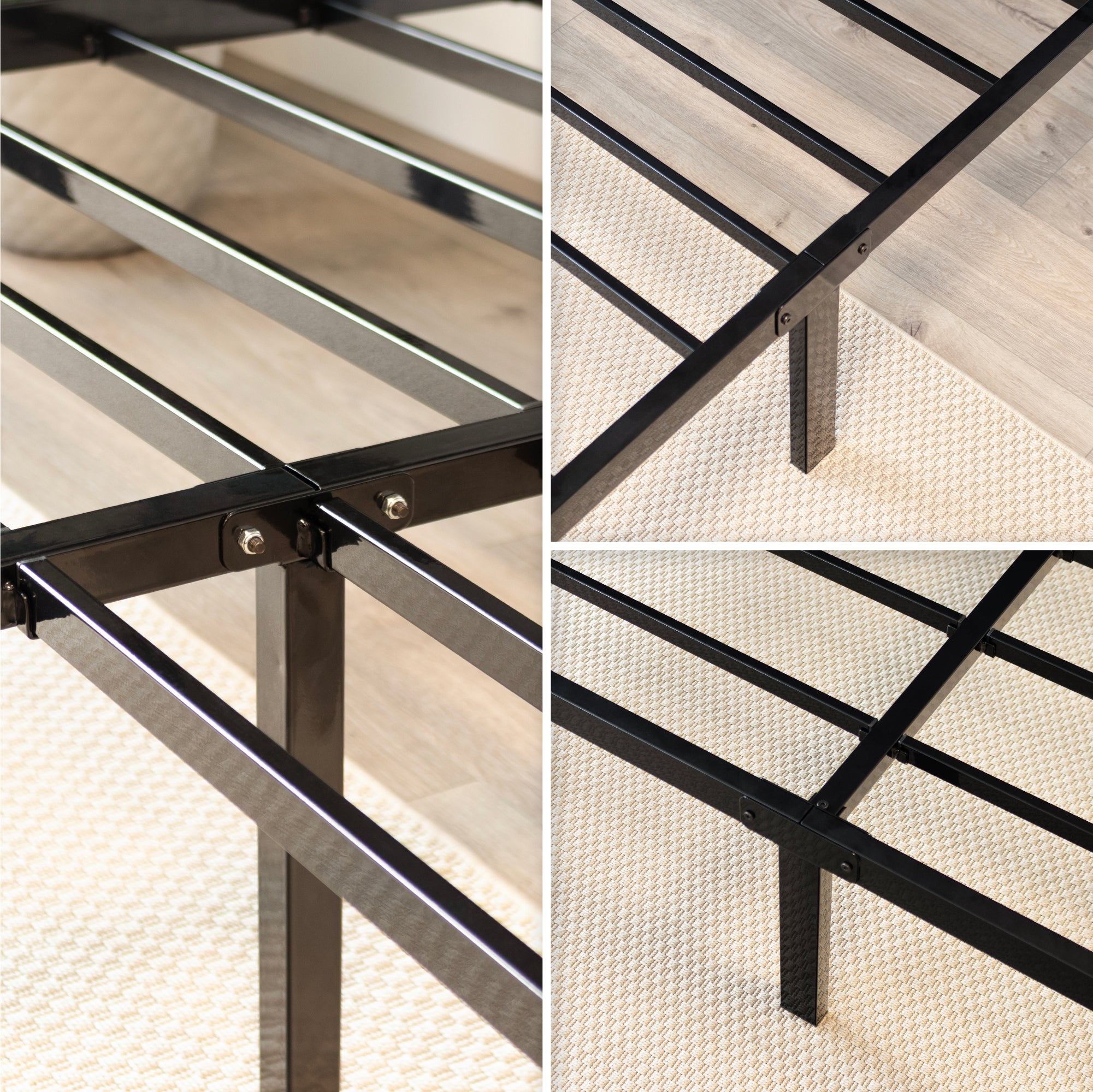 SAPPHO – Cama plataforma metálica com arrumação 31 cm - Preto ou Branco