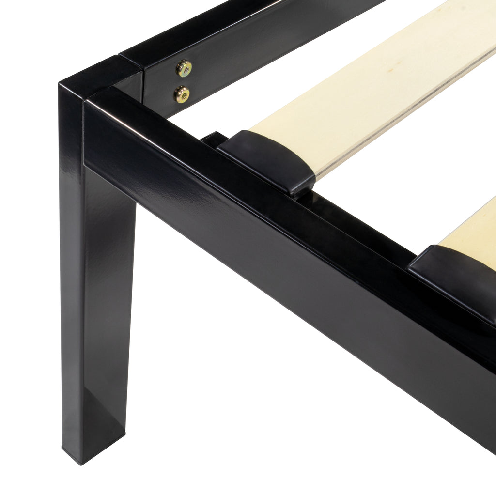 iBase – Cama com estrutura metálica e arrumação 30 cm em preto e branco